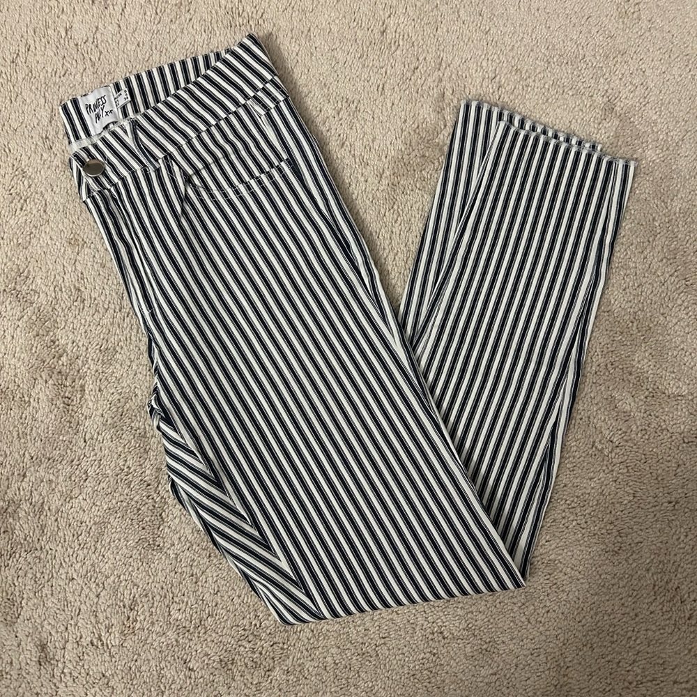 Navy and White Striped Pants